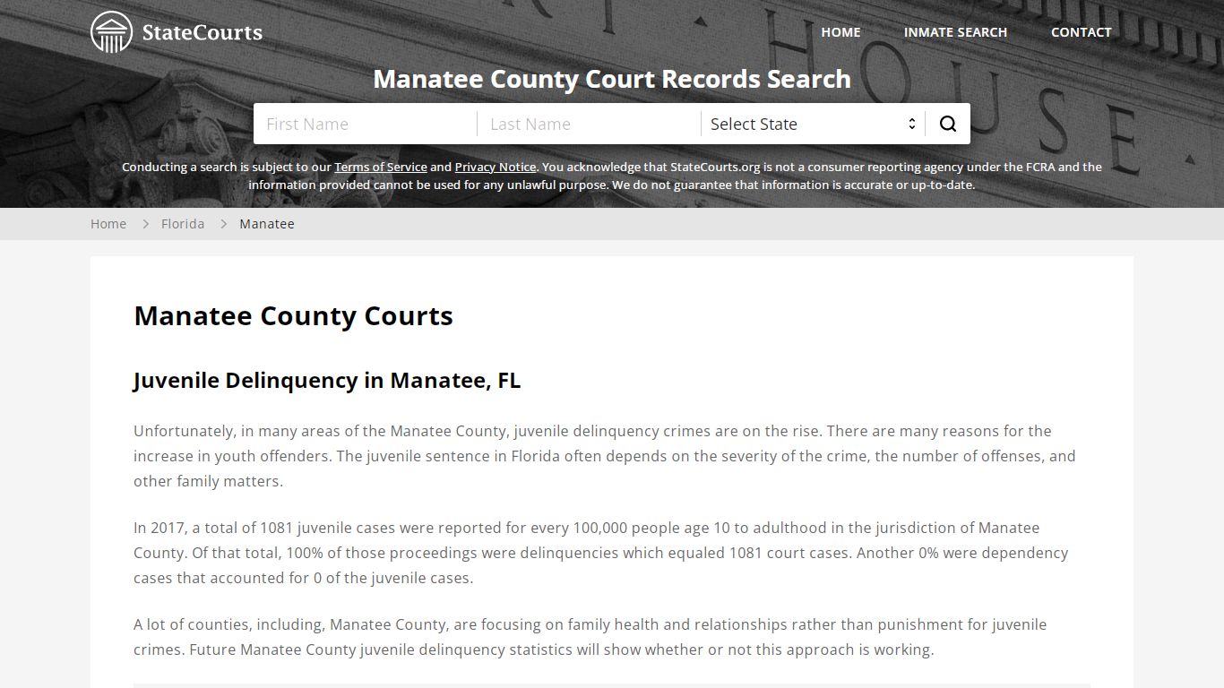 Manatee County, FL Courts - Records & Cases - StateCourts